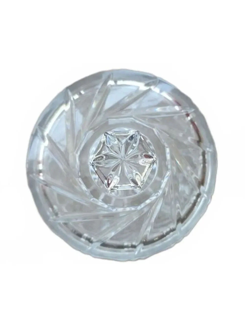 Vintage St George Lead Clear Crystal Barrel Cookie Jar & Lid
